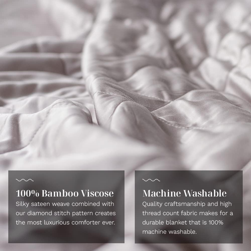 LUXOME Lightweight Blanket | 100% Rayon (Viscose) from Bamboo Fabric & Fill | Full/Queen - 86"x92" | Super Soft | Thermal-Regulating | Dove