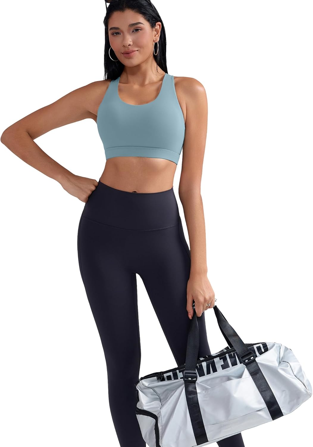 RUNNING GIRL Sports Bra for Women, Criss-Cross Back Padded Strappy Sports Bras Medium Support Yoga Bra with Removable Cups