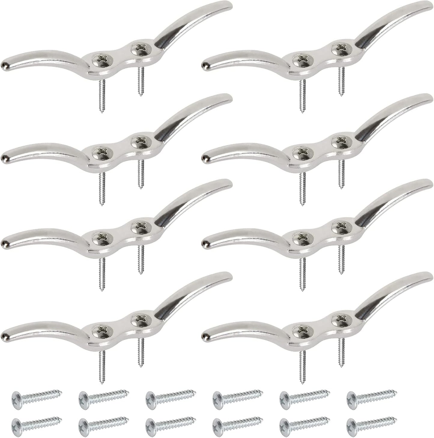 APACALI Metal Rope Cleats Boat Cleat 2 Inch 4 Inch 6 Inch Boat Flagpole Cleat Hook, Boat Deck Dock Cleats with Mounting Screws for Fixed Rope or Home Decor (Blinds Hook Curtains Sun Shade Ropes