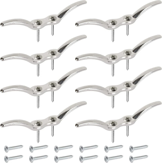 APACALI Metal Rope Cleats Boat Cleat 2 Inch 4 Inch 6 Inch Boat Flagpole Cleat Hook, Boat Deck Dock Cleats with Mounting Screws for Fixed Rope or Home Decor (Blinds Hook Curtains Sun Shade Ropes