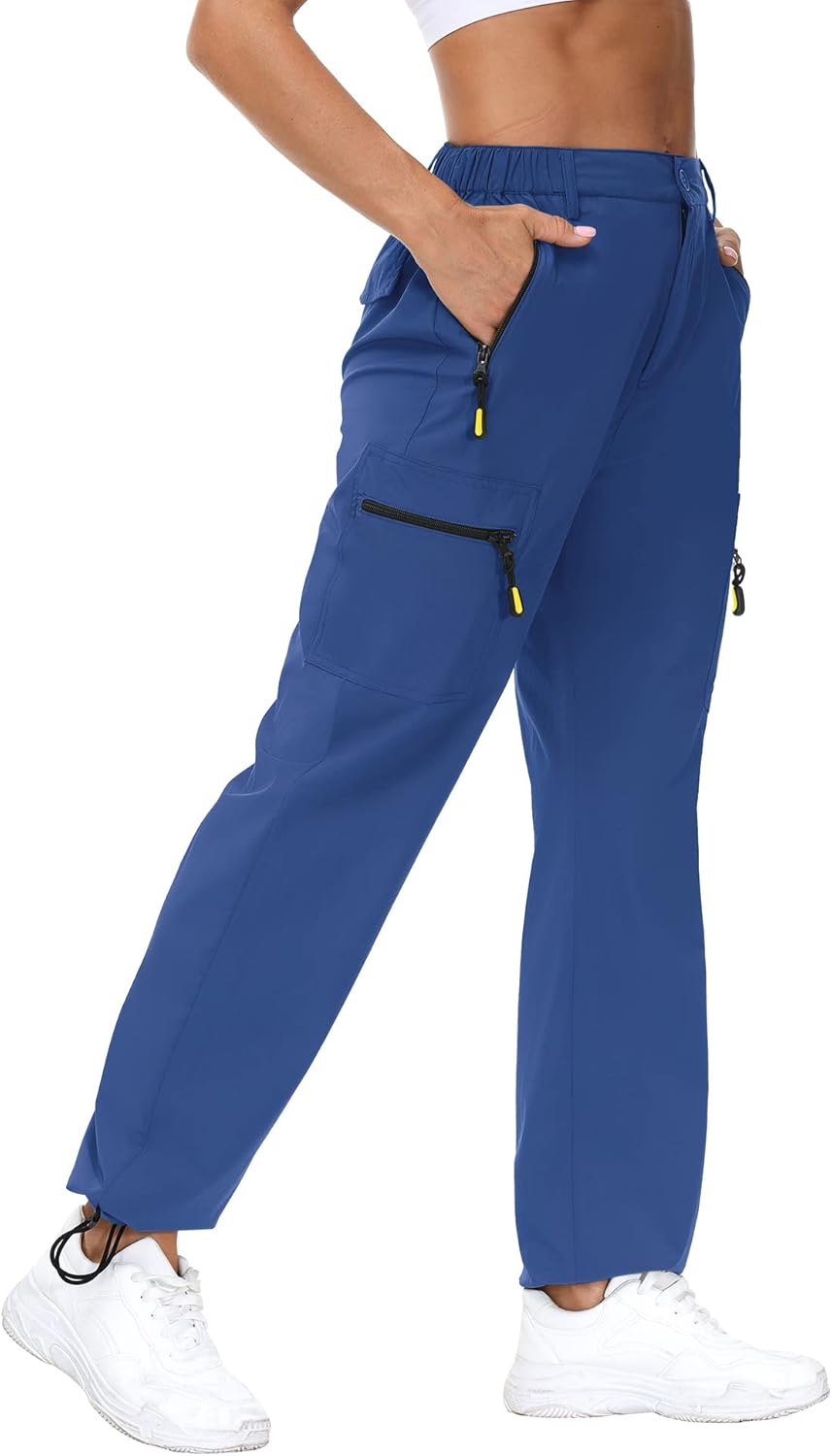 VVK Women's Hiking Cargo Pants Lightweight Quick Dry Outdoor Athletic Pants Camping Climbing Golf Zipper Pockets