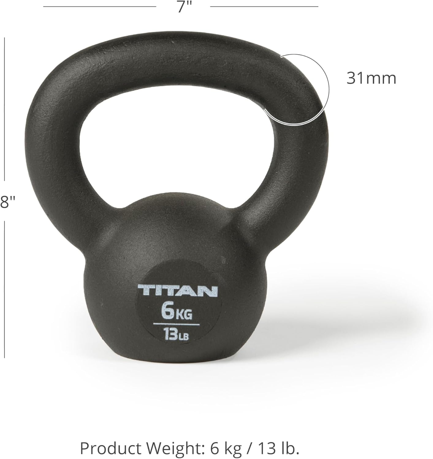 Titan Fitness Cast Iron Kettlebell, Single Piece Casting, KG and LB Markings, Full Body Workout