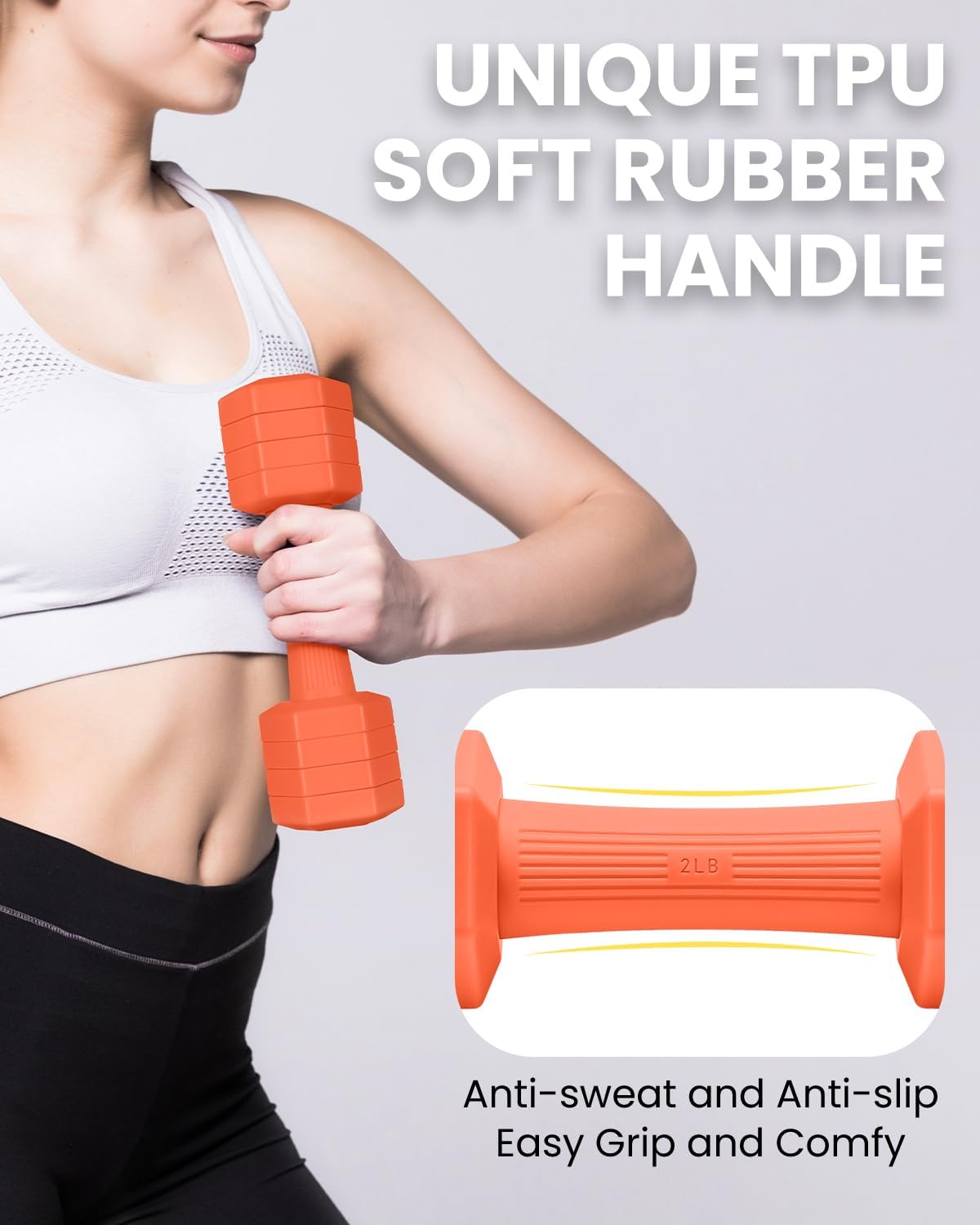 Adjustable Dumbbells Set, 4 in 1 Hand Weights Set for Women Men 10 LB/ 12 LB Dumbbell Pair Each 2lbs 3lbs 4lbs 5lbs Weights Dumbbells Set with TPU Soft Rubber Handle for Home Gym Exercise Fitness