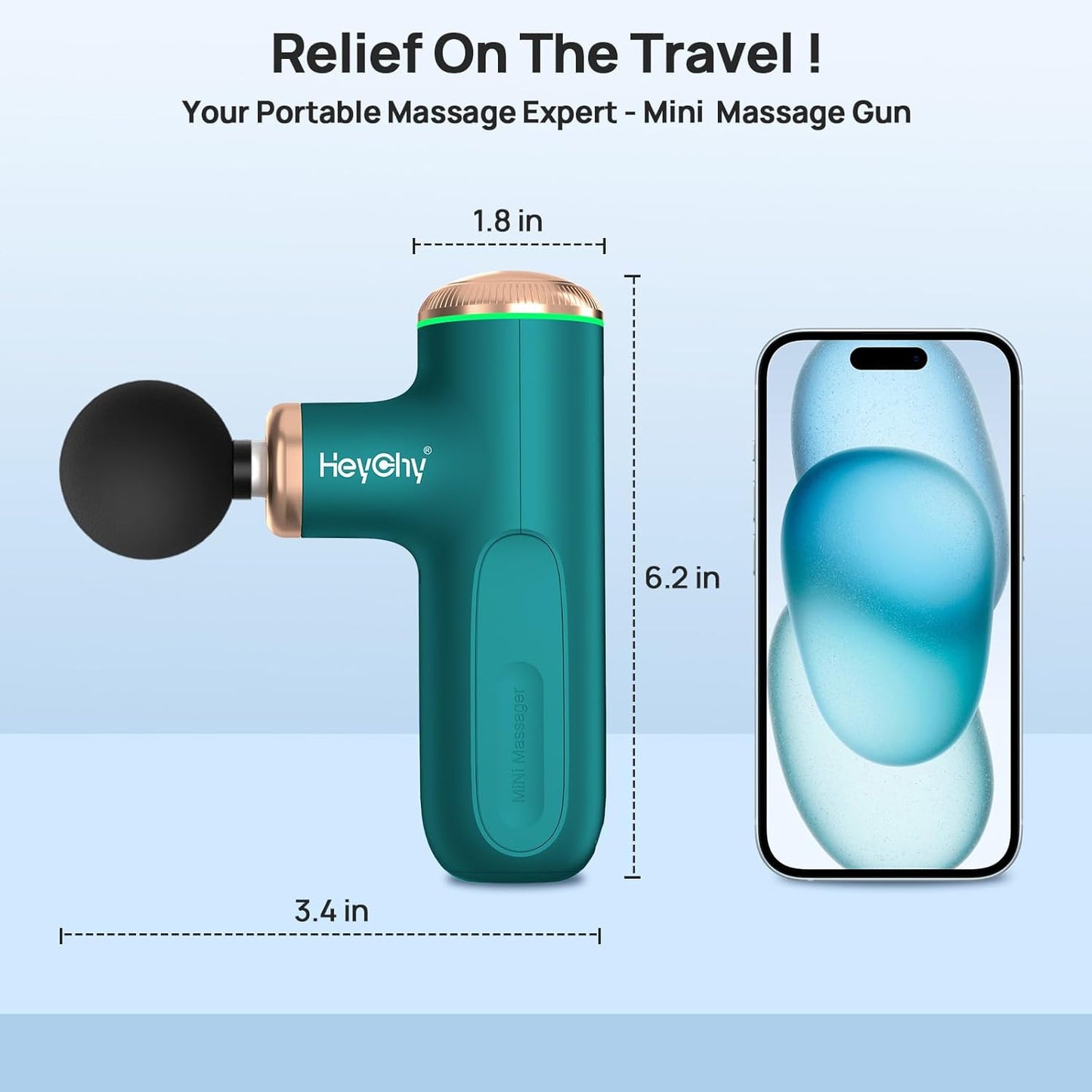 Mini Massage Gun with Heat Function, Heated Massage Head for Deep Tissue Pain Relief, Portable Muscle Massager for Athletes, Compact Percussion Gun