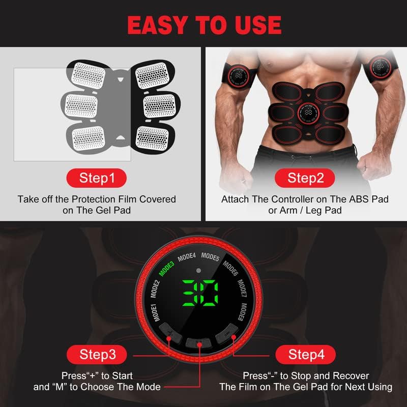 Abs Stimulator Muscle Toner, Ab Machine Trainer USB Rechargeable Gear for Abdomen/Arm/Leg, Fitness Strength Training Workout Equipment Men and Women DR6-E8