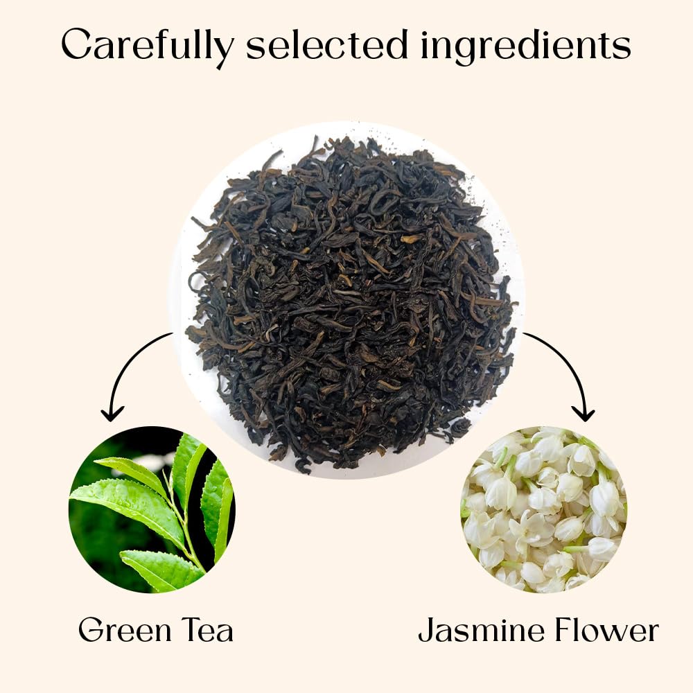 Jasmine Green Tea Bags, 100 Counts, Mountain Loose Leaf Green Tea, Flavored, Delightful Aroma, Sugar Free, 100% Natural Gluten Free, Medium Caffeine Brew As Hot, Cold Or Iced Tea
