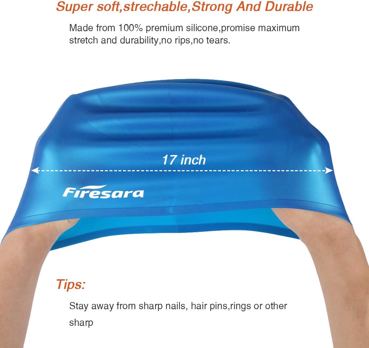 Firesara Swim Cap, Original Updated Swimming Cap 3D Ergonomic Design Comfortable Durable Ear Protection for Women Kids Men Adults Boys Girls for Long or Short Hair with Nose Clip and Ear Plugs