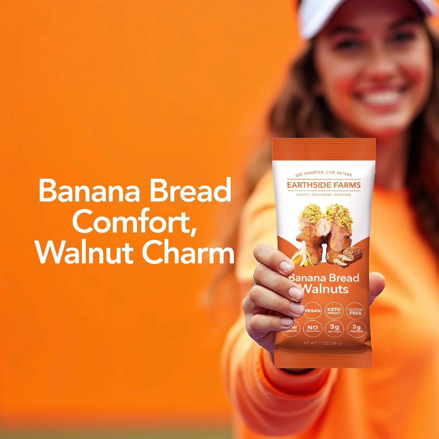 Earthside Farms Banana Bread Walnuts 1oz, 16 Pack – Vegan, Gluten-Free, Low Carb, Keto Friendly Snack – Sweet & Crunchy Candied Walnuts with Real Banana Flavor – Perfect for On-the-Go, Work, School