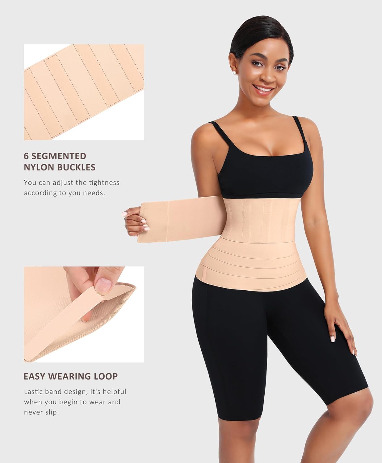 FeelinGirl Waist Trainer for Women Trimmer Belt Waist Cincher Tummy Wrap Plus Size Snatch Me Up Bandage Body Shaper