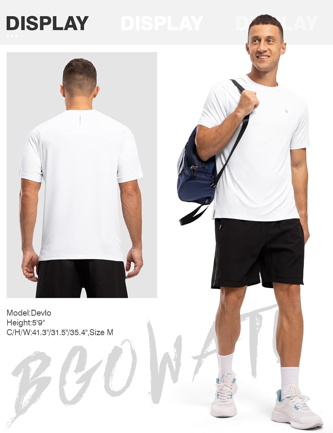BGOWATU Men's Quick Dry Workout Athletic Shirts Lightweight Tennis Shirts for Men Running Gym Tops