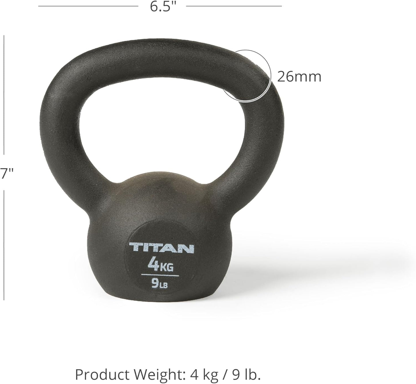 Titan Fitness Cast Iron Kettlebell, Single Piece Casting, KG and LB Markings, Full Body Workout