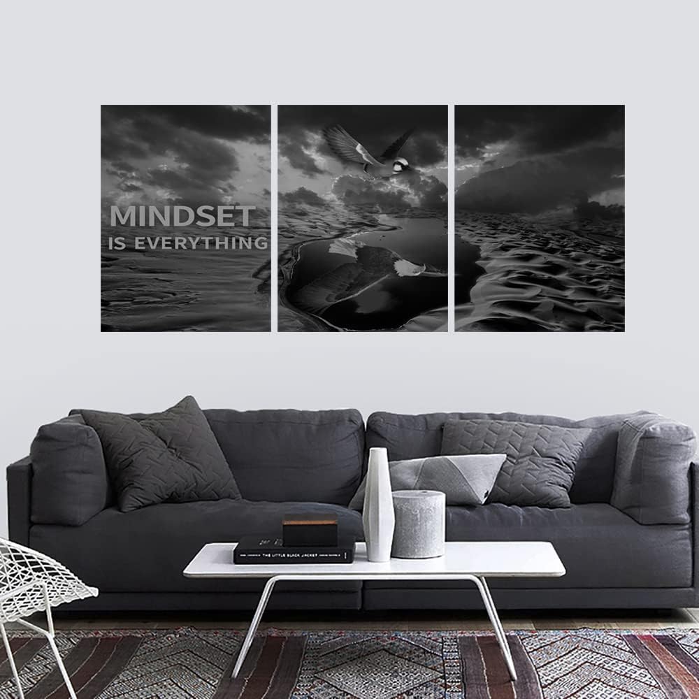 Yetaryy 3 Panels Inspirational Canvas Painting Motivational Wall Art Success Framed Poster Grind Hustle Positive Quotes Wall Poster Office Inspirational Wall Decor 36''W x 16''H (Animals-HeiYing-3S)