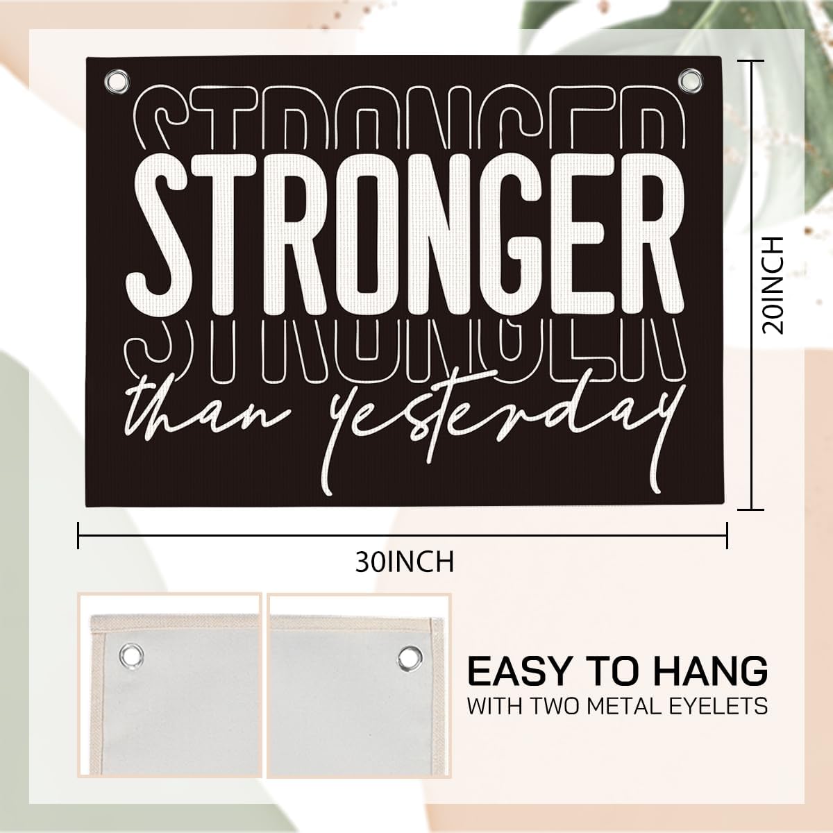 Stronger Than Yesterday Gym Motivational Wall Art Banner College Dorm Posters Gifts for Guys Men Women Gym Flag Decor for Home Gym Bedroom Workout Room 30x20 Inchs