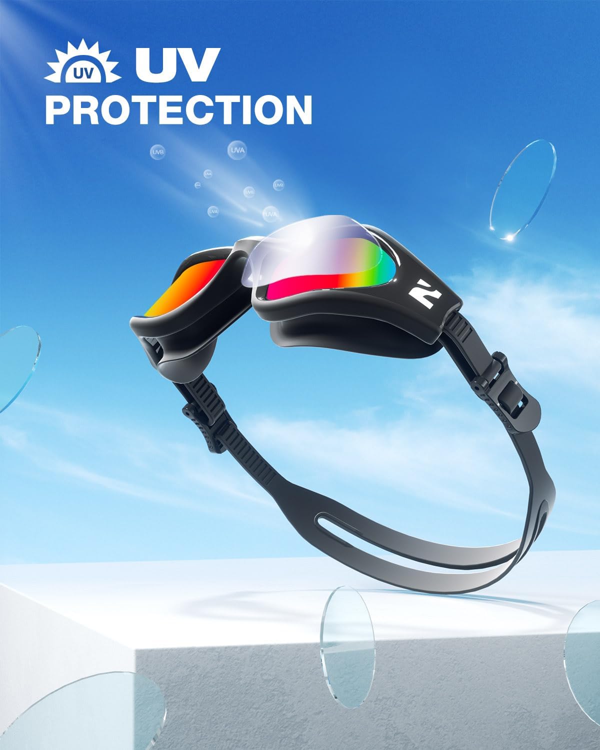 ZIONOR G1 Lite Swim Goggles with Swim Cap Comfortable Anti-fog Swimming Goggles Cap Set for Adult Men Women