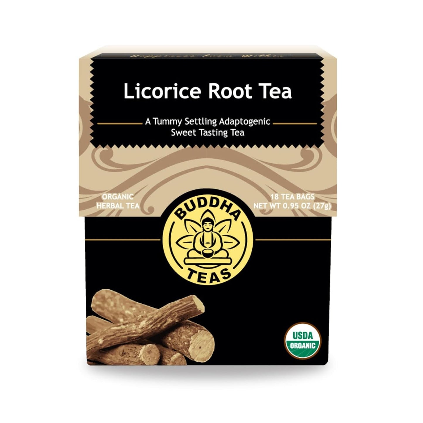 Organic Licorice Root Tea - Kosher, Caffeine-Free, GMO-Free - 18 Bleach-Free Tea Bags