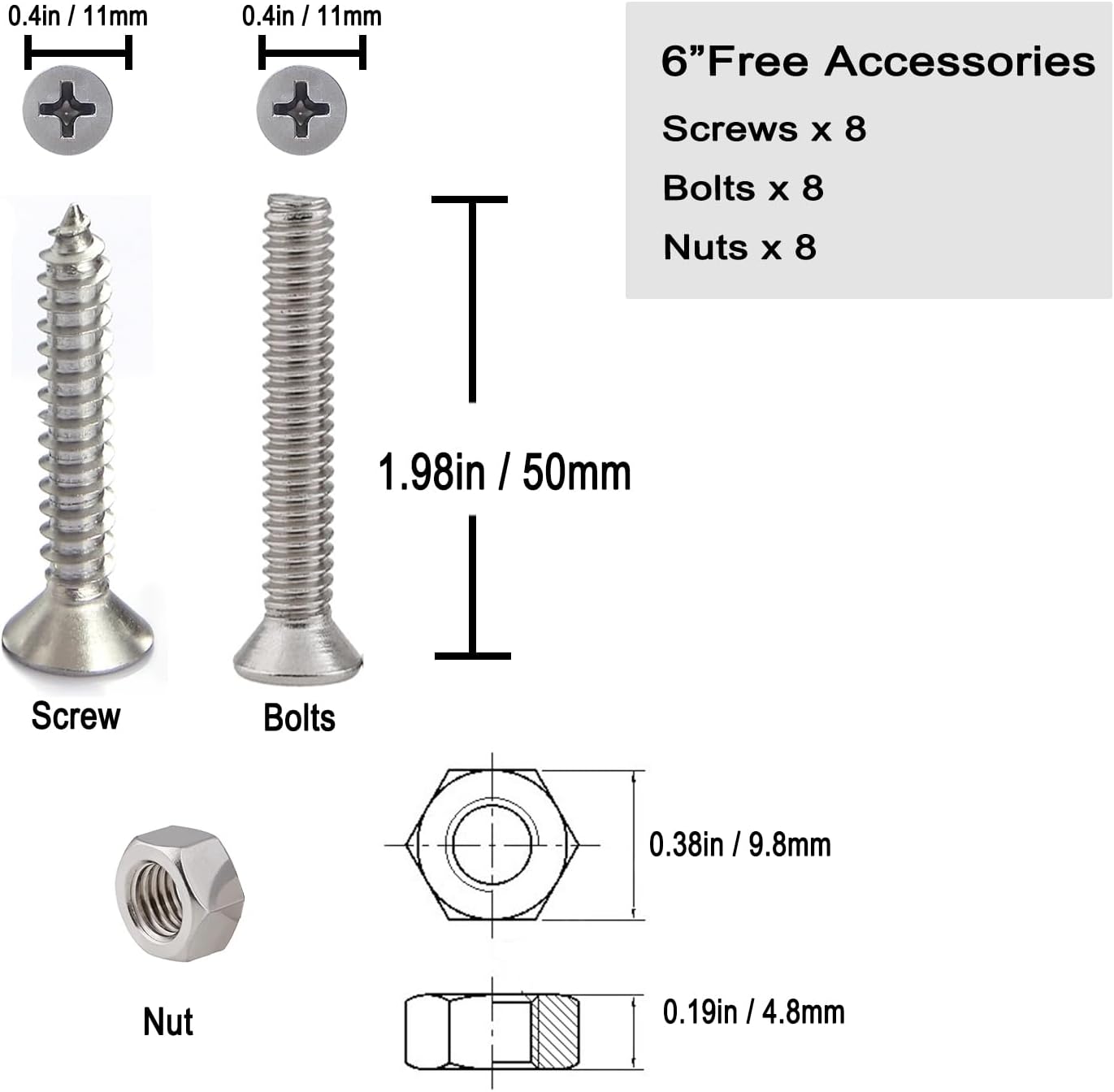 Boat Cleat Open Base Boat Cleat, Dock Cleat All 316 Stainless Steel Boat Mooring Accessories, Free Installation Accessories Screws(4/5 /6/8 inch)