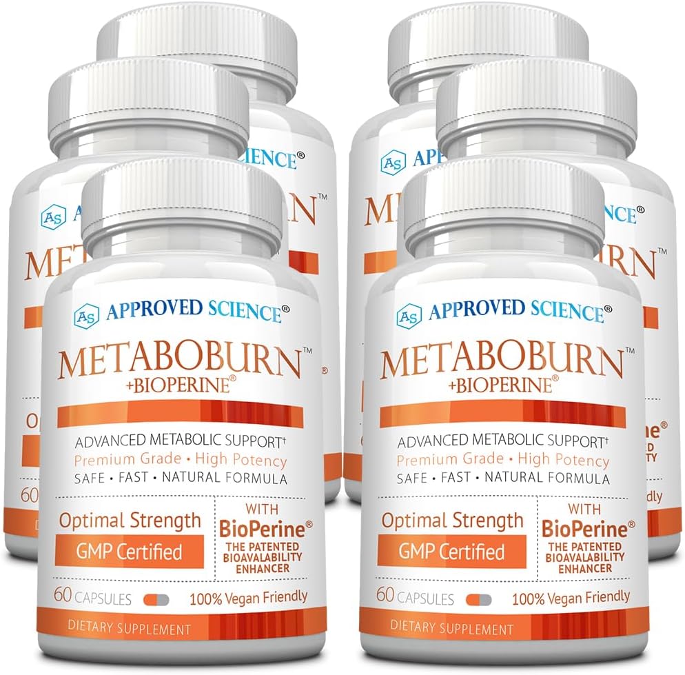 Approved Science Metaboburn - Metabolic Support - Green Tea and BioPerine - High-Potency Extract - 50% EGCG - Non-GMO, Allergen-Free, Vegan - 60 Capsules - Pack of 6 - Made in The USA