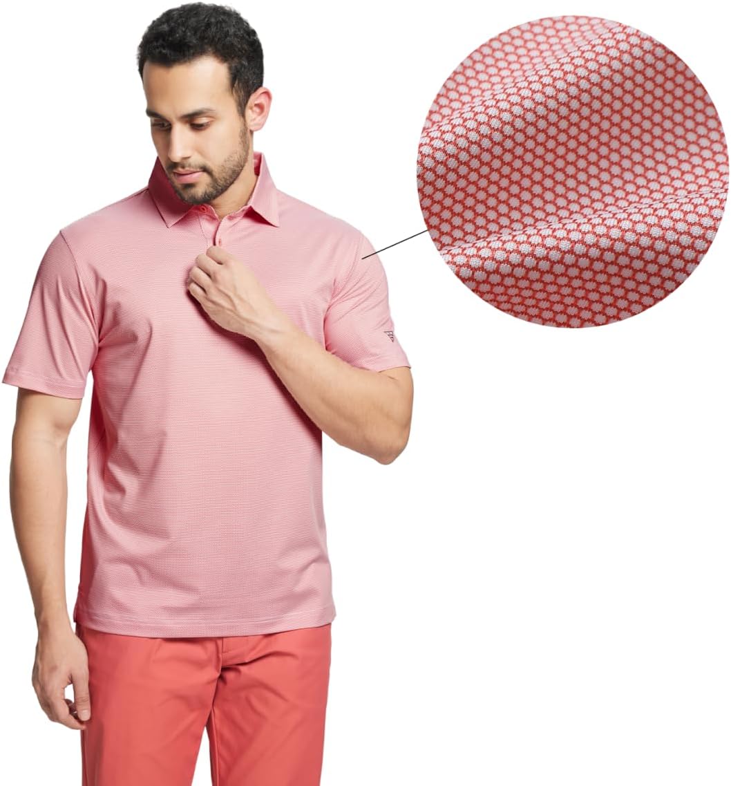 M MAELREG Golf Shirts for Men Dry fit Sports Jacquard Lightweight Performance Texture Short Sleeve Collared Polo Shirts