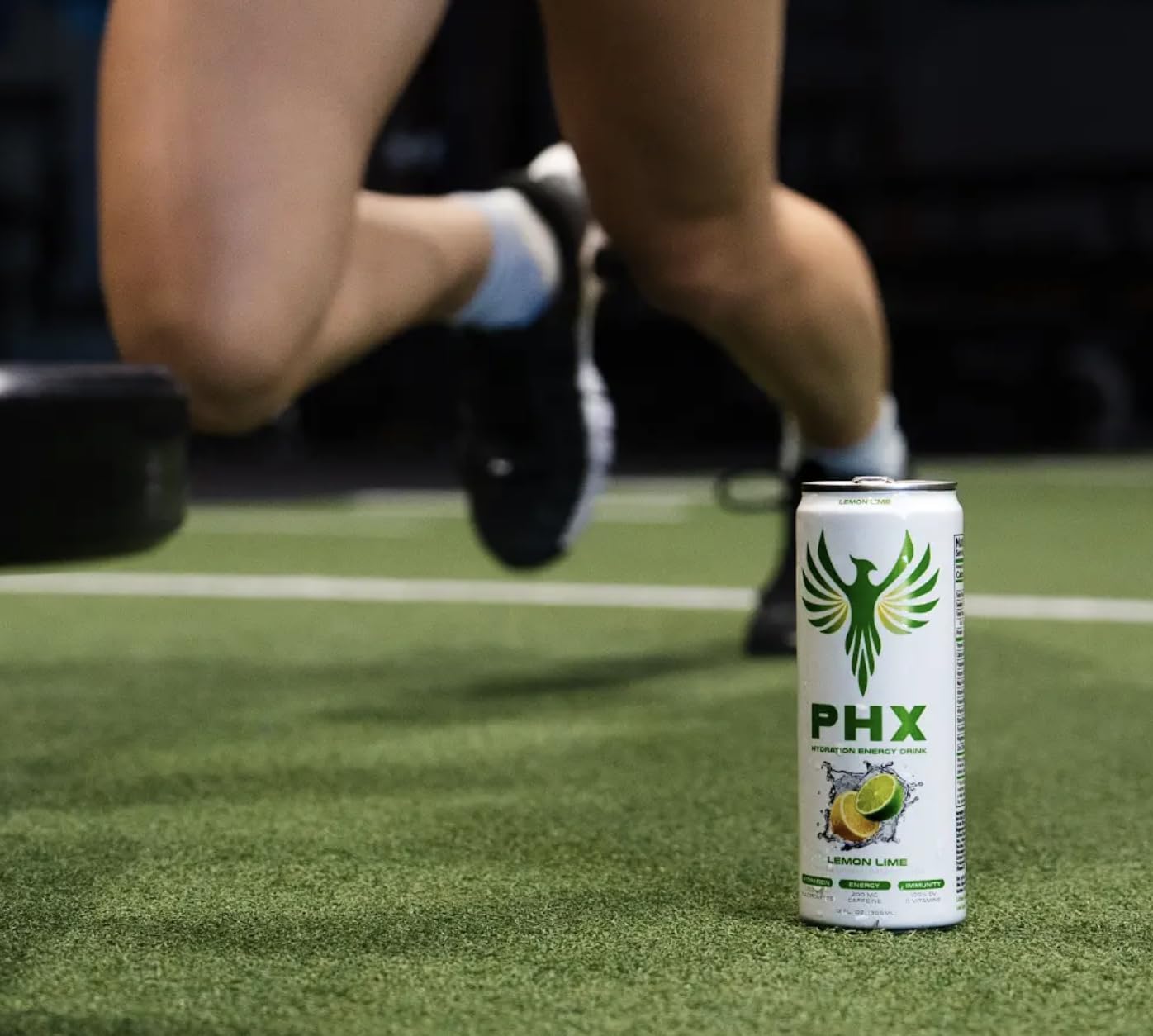 PHX Hydration Energy Drink - 700mg Electrolytes, 200mg Natural Green Tea Caffeine, 100% Daily Value 8 Essential Vitamins - 12 oz Cans (12 Pack) (12 Pack, Lemon Lime)