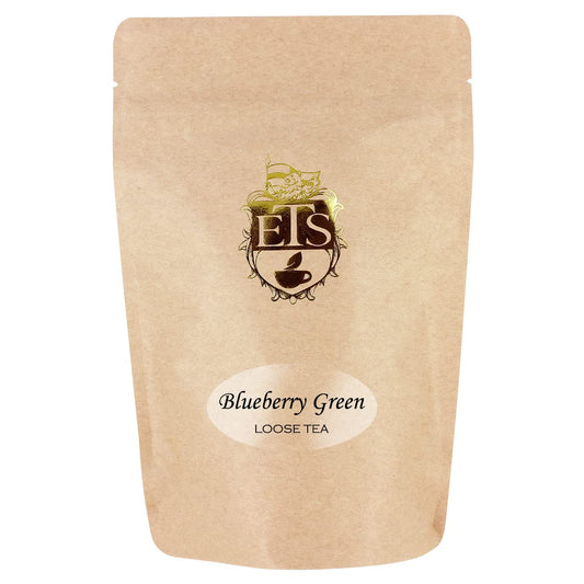 Blueberry Green Tea Pouches for Loose Tea - 4oz | Aromatic Gunpowder Green Tea | Sri Lanka Uva Region | Sweet Tart Berry Flavor | Iced or Hot Tea | Natural Fruity Finish