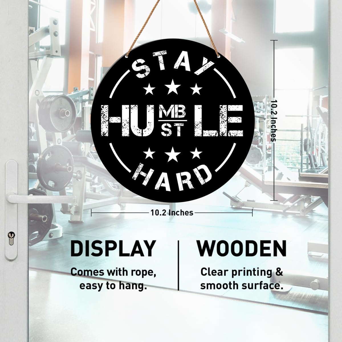 Gym Signs Wall Decor, Home Gym Motivational Wall Decor Gym Hanging Signs Decorations for Fitness Workout Room Gift for Woman Man Gym Enthusiast, Stay Humble Hustle Hard