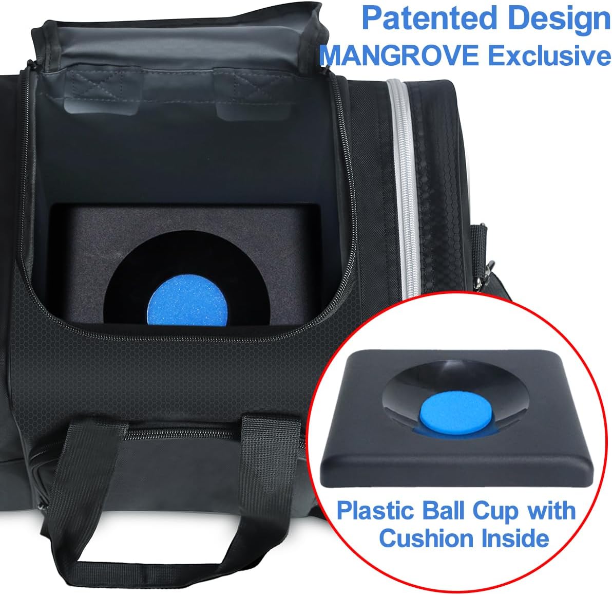 Mangrove Bowling Ball Bag for Single Ball, 2020 Bowling Ball Tote Bowling Bag with Padded Ball Holder - Fits Bowling Shoes Up to Mens Size 14 and Accessories (Black)