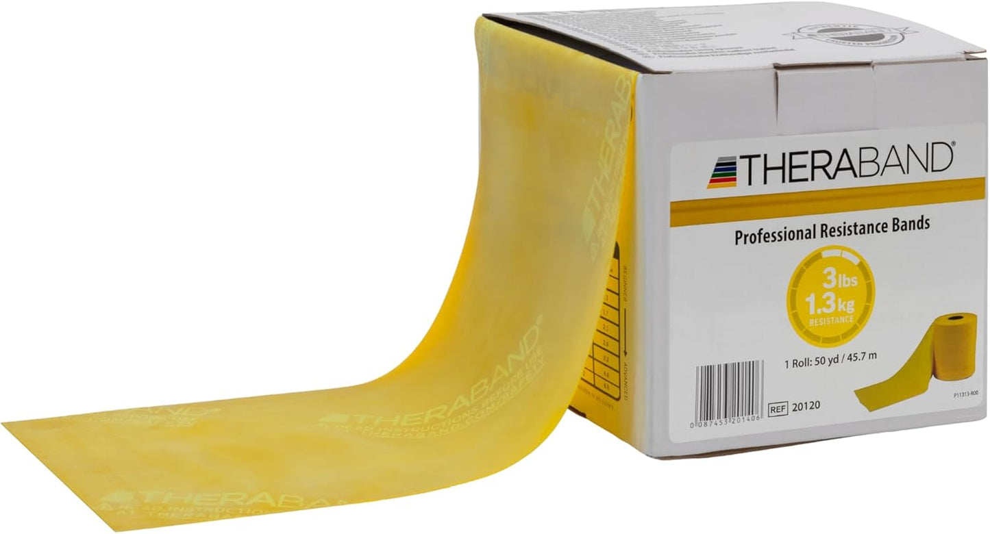 THERABAND Resistance Bands, 50 Yard Roll Professional Latex Elastic Fitness Band For Upper & Lower Body & Core Exercise, Physical Therapy, Pilates, Yoga, Stretching, Home Workouts, & Rehab