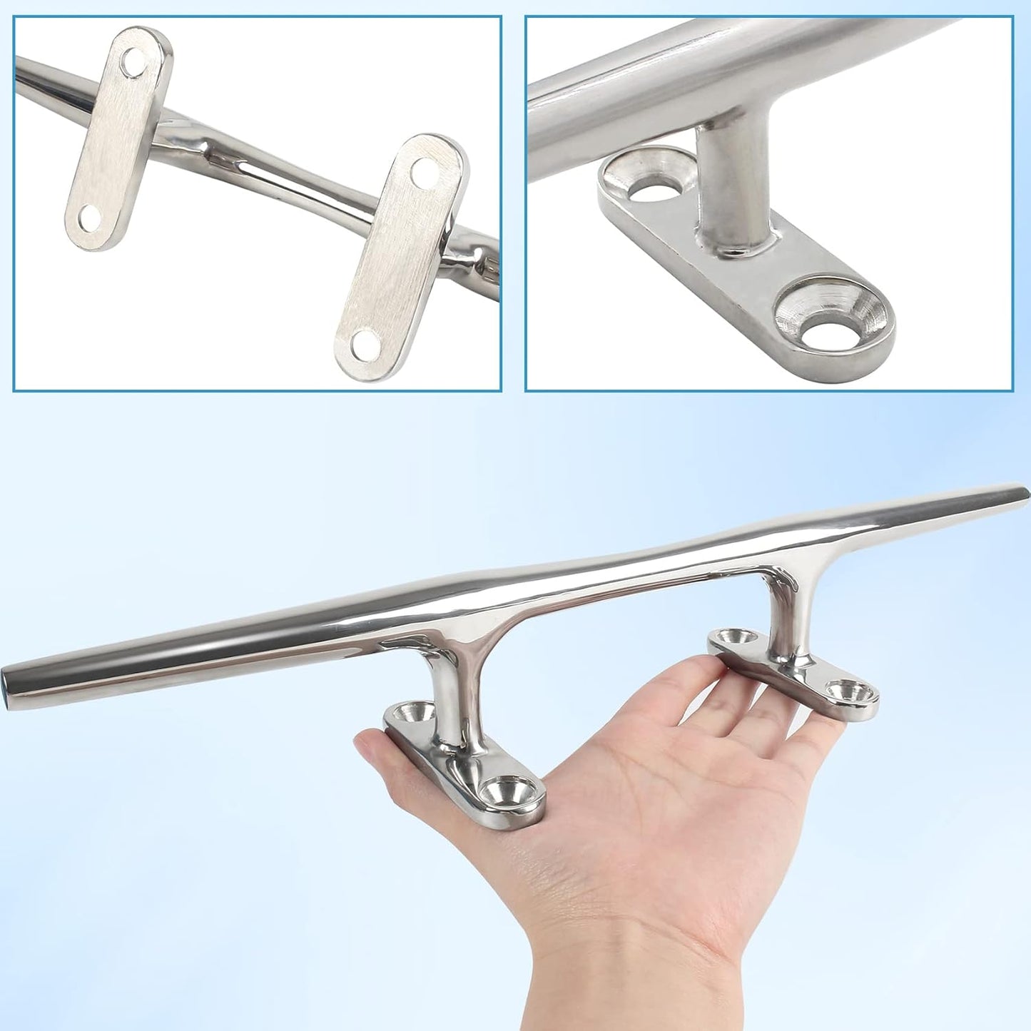 8/10/12/15 inch Dock Cleats - 316 Stainless Steel Boat Cleats Boat Dock Cleats,Open Base Dock Cleat with Fasteners,Marine Cleat Rope Cleat Boat Cleat for Boat/Deck/Nautical Decor(1,2,4,6 Pack)