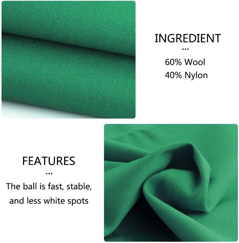Boshen Worsted Blend Billiard Cloth Pool Table Felt Fast Speed for 7' 8' 9' Pool Table Pre Cut Bed & Rails