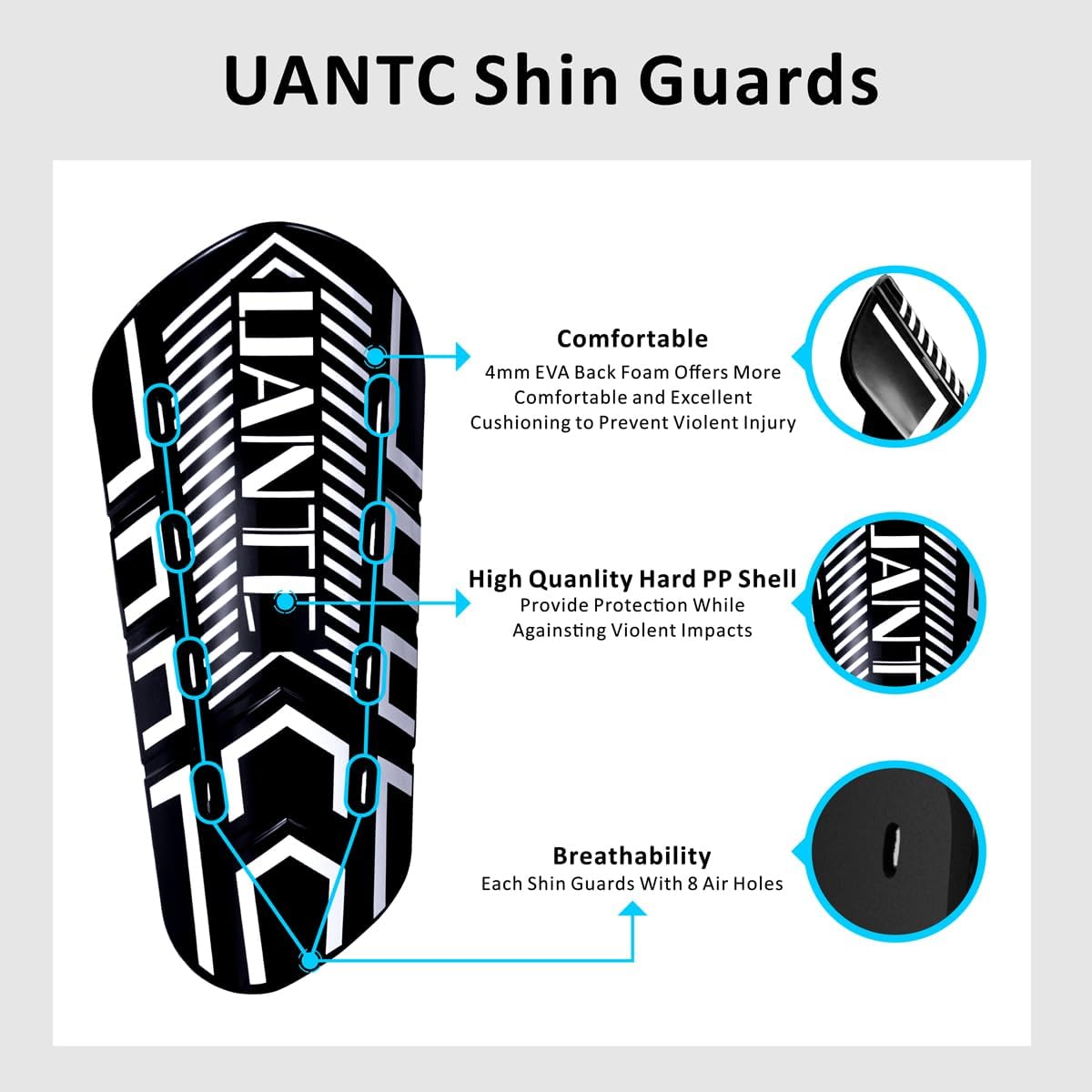Shin Guards - Soccer Shin Guards with Cushion Protection for Kids/Adults