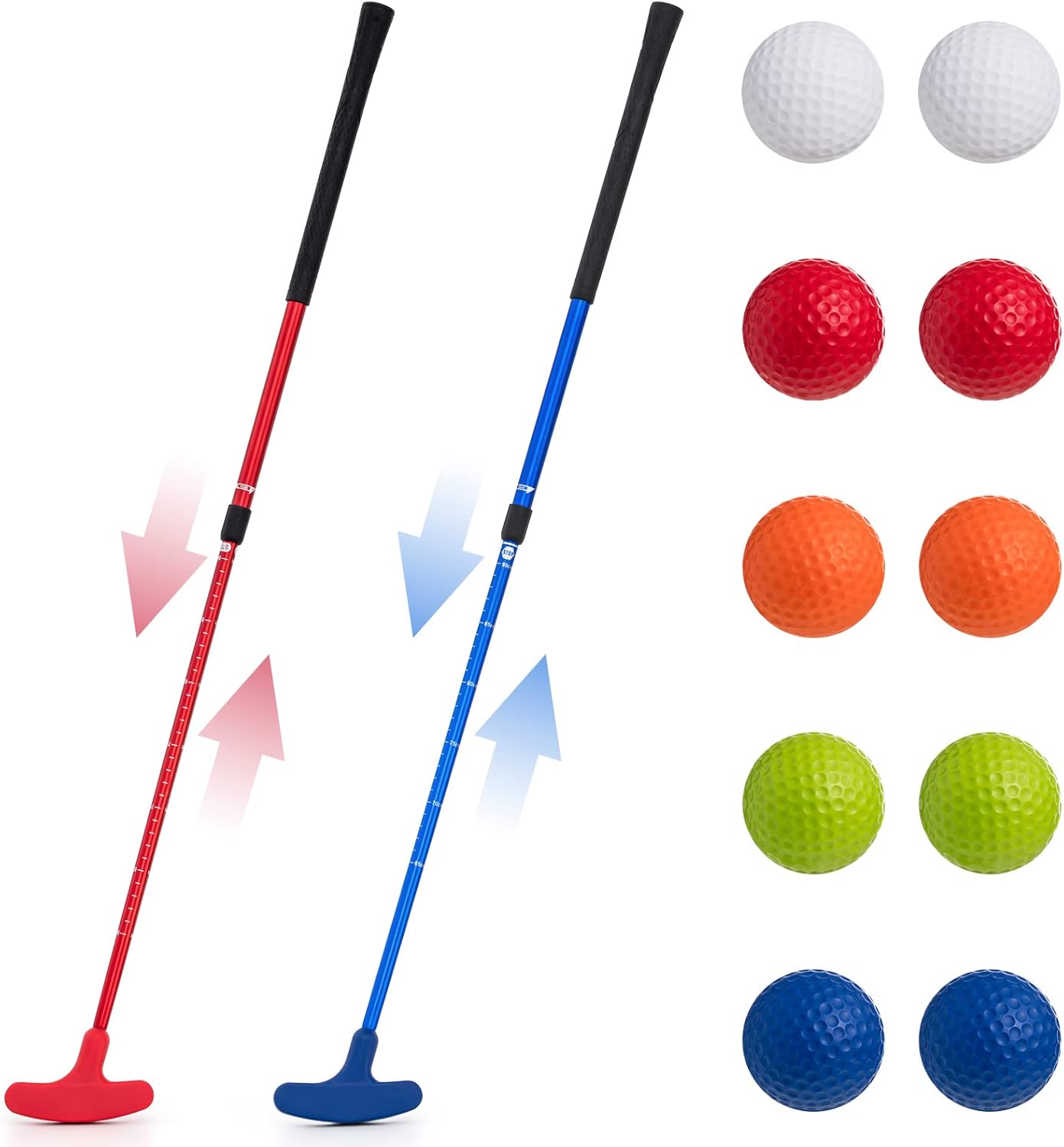 Lenwen 2 Pcs Golf Putter for Men Women Adjustable Length Two Way Putter Right or Left Handed Golfers Mini Golf Club with Practice Balls for Adults