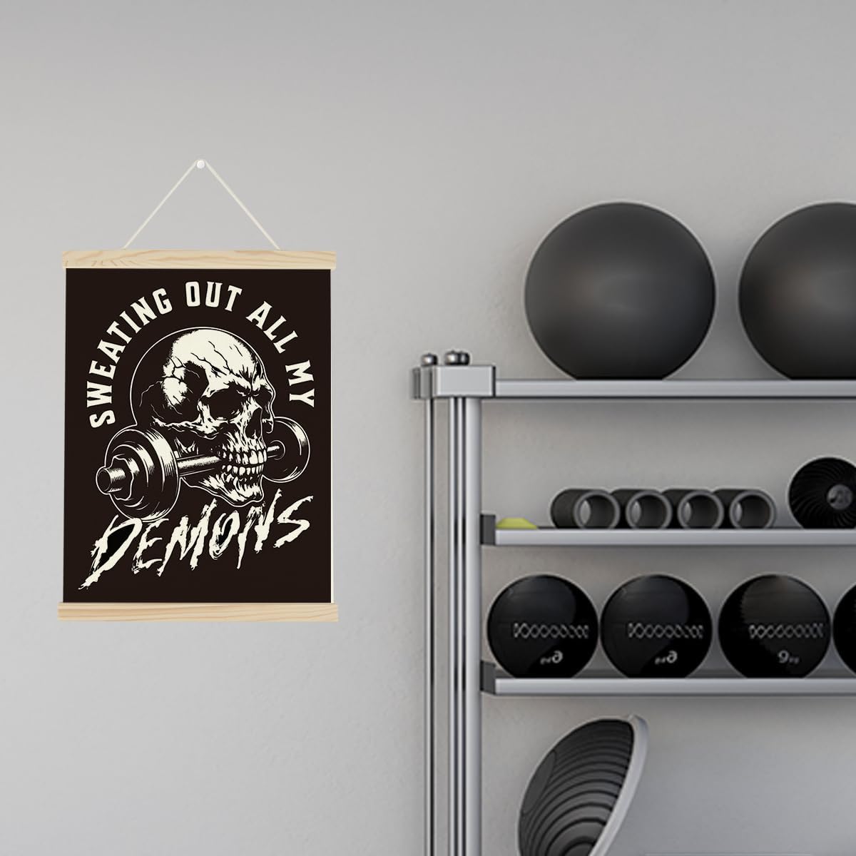 Gym Dumbbell Motivational Posters College Dorm Posters Gifts for Guys Friends Sweating Out All My Demons Gym Flag Wall Art Decor Sign for Home Gym Bedroom Office