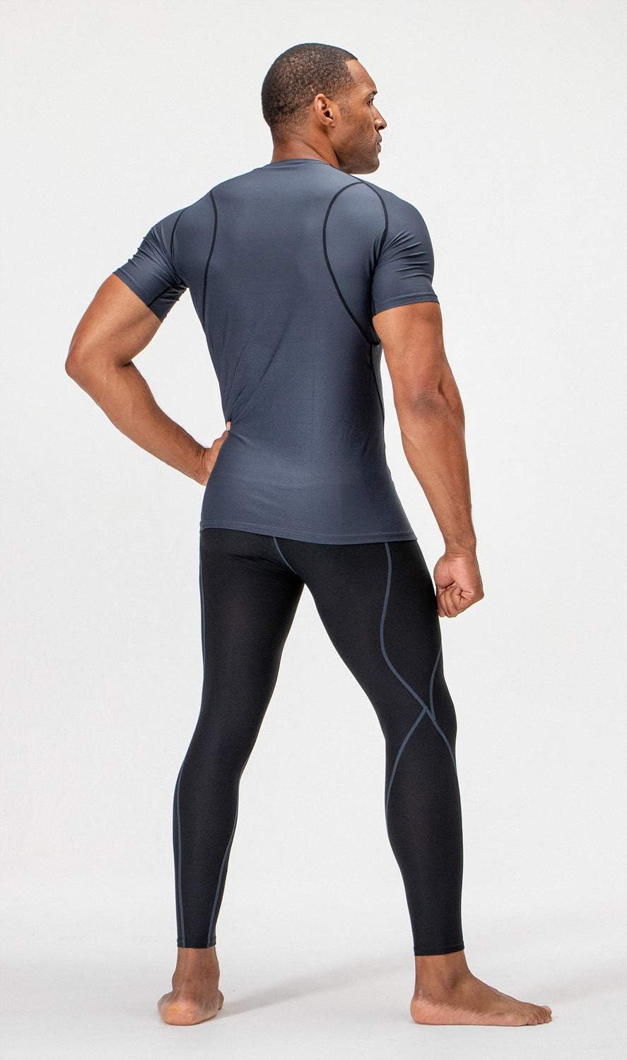 DEVOPS 3 Pack Men's Cool Dry Short Sleeve Compression Shirts, Sports Baselayer T-Shirts Tops, Athletic Workout Shirt