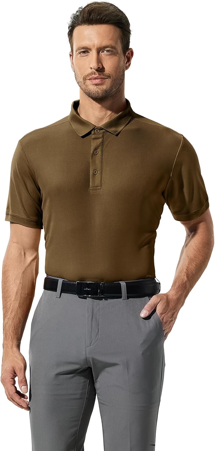 MIER Polo Shirts for Men Short Sleeve Quick Dry Polyester Collared Shirts Casual Golf Shirts, Moisture-Wicking
