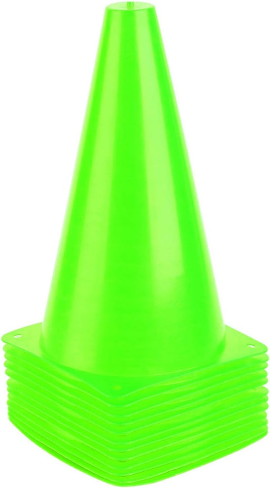 9 Inch Plastic Training Traffic Cones, Sport Cones, Agility Field Marker Cones for Soccer Basketball Football Drills Training, Outdoor Activity or Events - (Set of 10, 12, 15 or 24, 4 Colors)