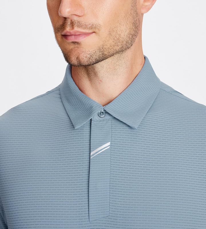 Damipow Premium Golf Shirts for Men Dry Fit Performance Polo Short Sleeve Collared Shirt