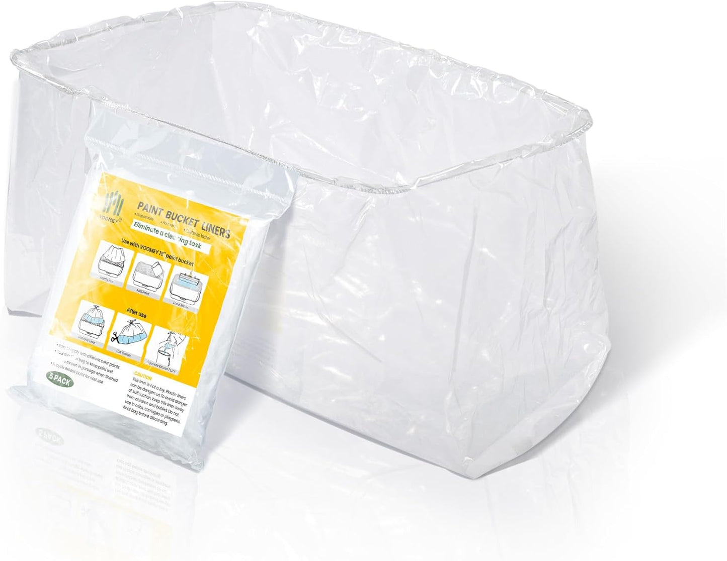 VOOMEY Paint Bucket Liner, 18-Inch Plastic Paint Bucket Liner Bag, 5pcs,Reinforced Bottom, Large Capacity Liner with Elastic Opening