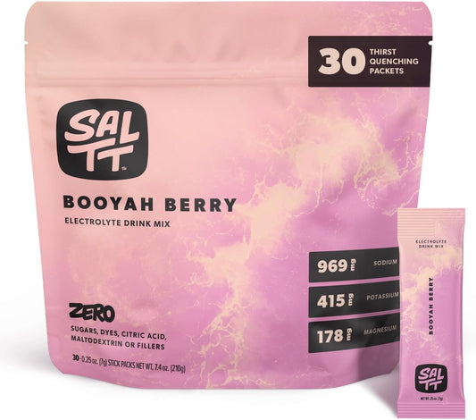 Keto Chow SALTT Electrolytes Powder Packets, Booyah Berry (30 Hydration Packets) - Magnesium, Potassium, Sodium, Trace Minerals - Vegan, Sugar Free, Gluten Free - Travel Essentials - Made in USA