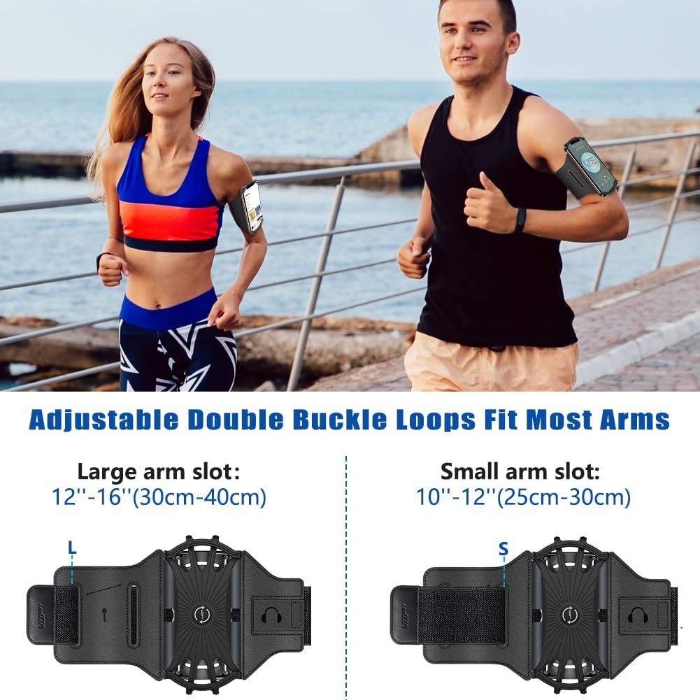 VUP Running Armband 360°Rotatable for iPhone 16/15/14/13/Pro Max/Pro/Mini, Fits All 4-6.7 Inch Smartphones, with Key Holder Phone Armband for Running Hiking Biking (Pack of 10)