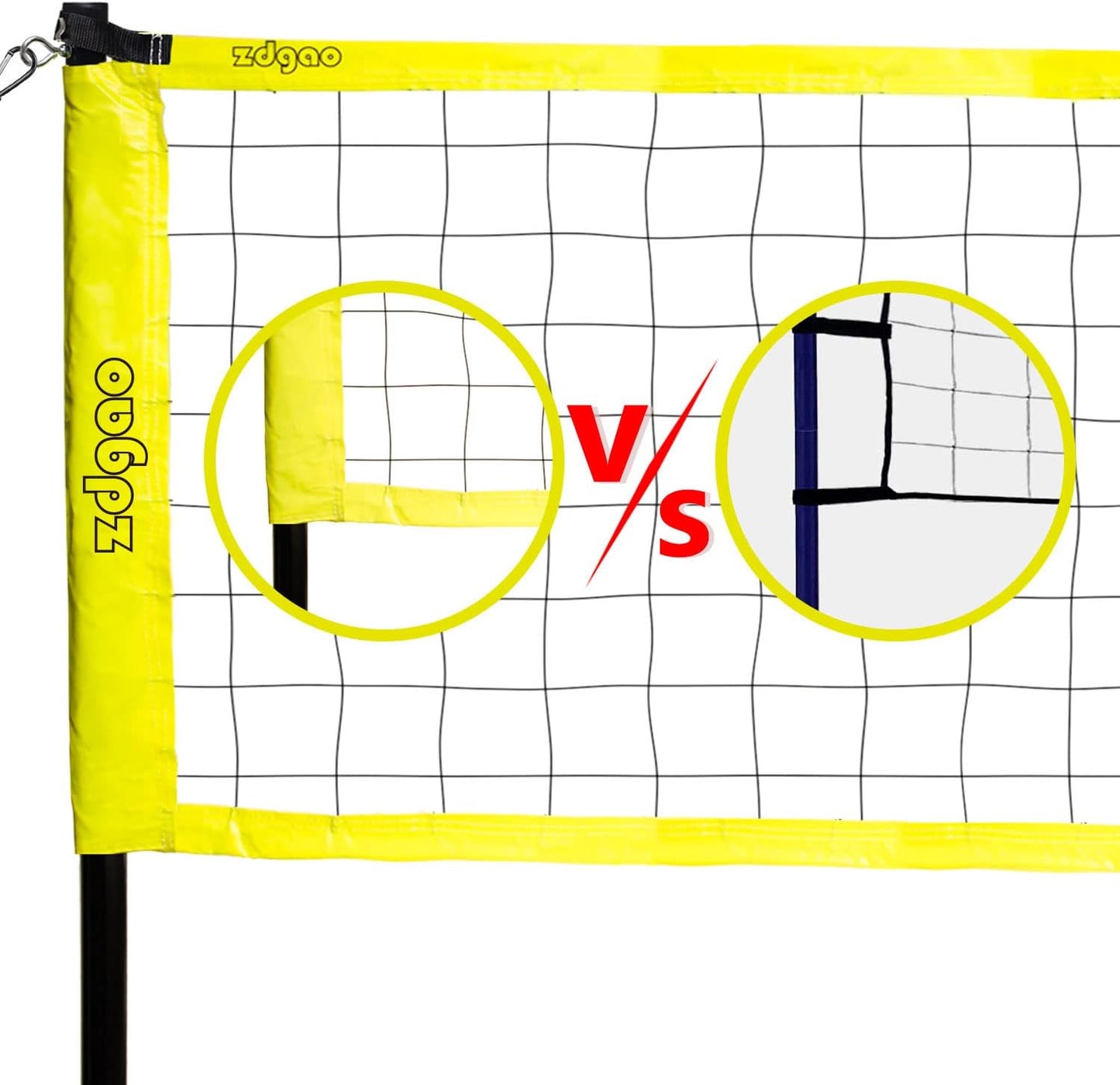 Outdoor Portable Volleyball Net System - Adjustable Height Poles with Soft Volleyball Ball, Pump, Hammer, Boundary Line, and Carry Bag for Backyard, Beach, Lawn