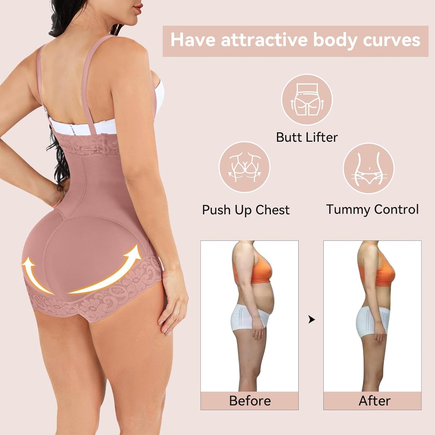 Shapewear for Women Tummy Control Fajas Colombianas Body Shaper Butt Lifter Compression Garment Open Bust Bodysuit