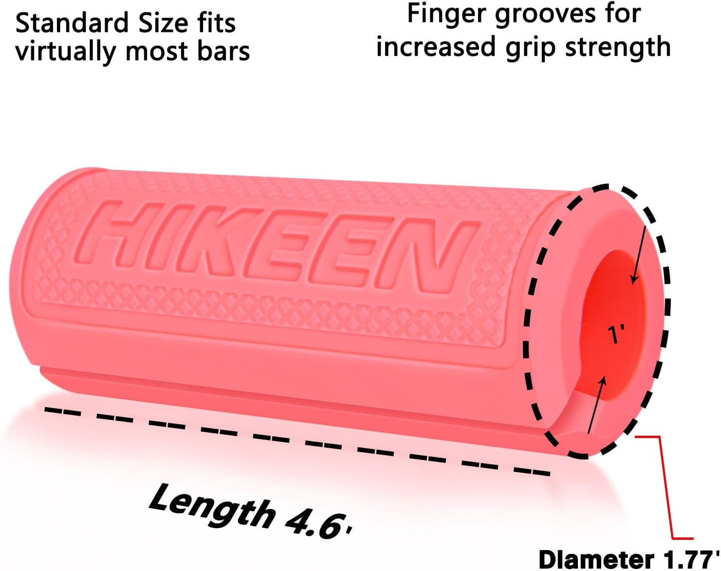Hikeen Thick Bar Dumbbell Grips,Non Slip Hard Rubber Barbell Grips,Grips for Weight Lifting, Muscle Building-1.77", 2", 2.25" & 2.75" Outer Diameter