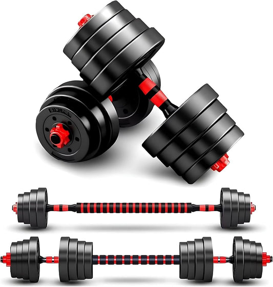 Adjustable-Dumbbells-Sets,Free Weights-Dumbbells Set of 2 Convertible To Barbell A Pair of Lightweight for Home Gym,Women and Men Equipment