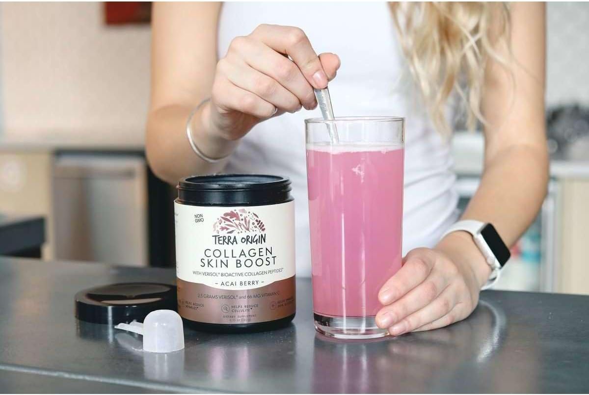 TERRA ORIGIN Collagen Hydrolyzed Peptide Powder | Supports Healthy Skin, Hair, and Nails | with Verisol and Vitamin C for Women and Men | Acai Berry