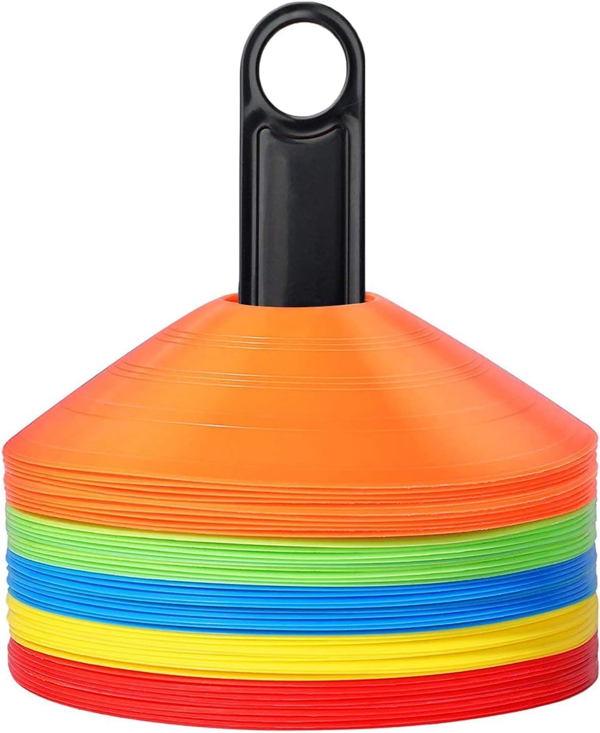 BiAnYC 25/50/100 Pcs Pro Disc Cones - Training Cones Agility Soccer Cones with Carry Bag for Training, Soccer, Football, Basketball,Kids and Other Sports and Games(5 Colors)