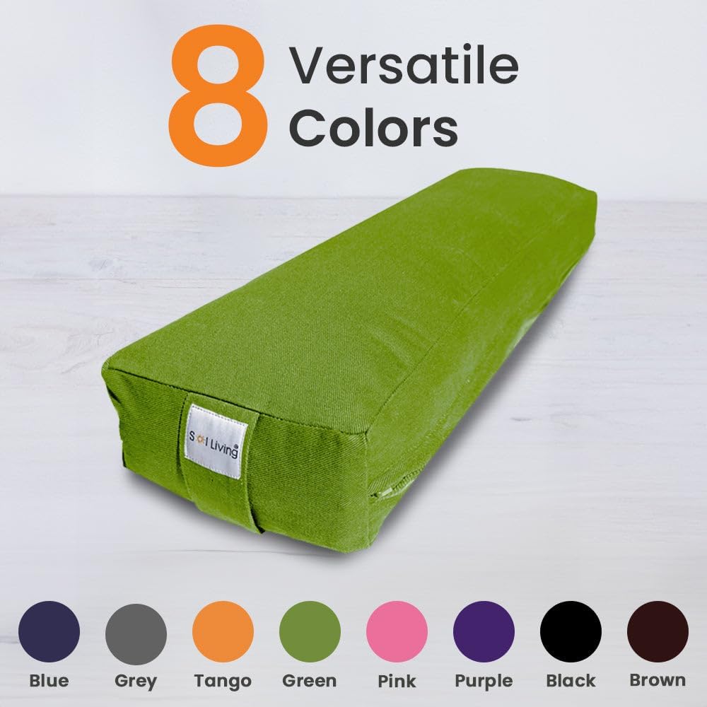 Sol Living Yoga Bolster Pillow Rectangular Meditation Cushion Cotton Meditation Accessories for Restorative Yoga Meditation Pillow Yoga Pillow Firm Body Pillow Bolster Pillow for Legs Removable Cover