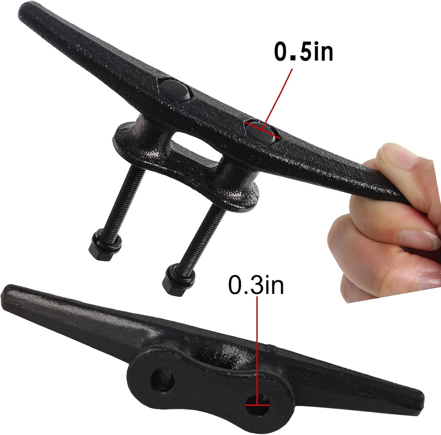 Dock Cleats 6/8/10 inch With Hardware,Electrophoretic Coated Black Boat Cleat Dock Boat Cleats,Rope Cleat Boat Dock Cleats Ideal for Boat Docks, Decks, Piers for Tying up Boats (2,4,6,8,12 Pack)