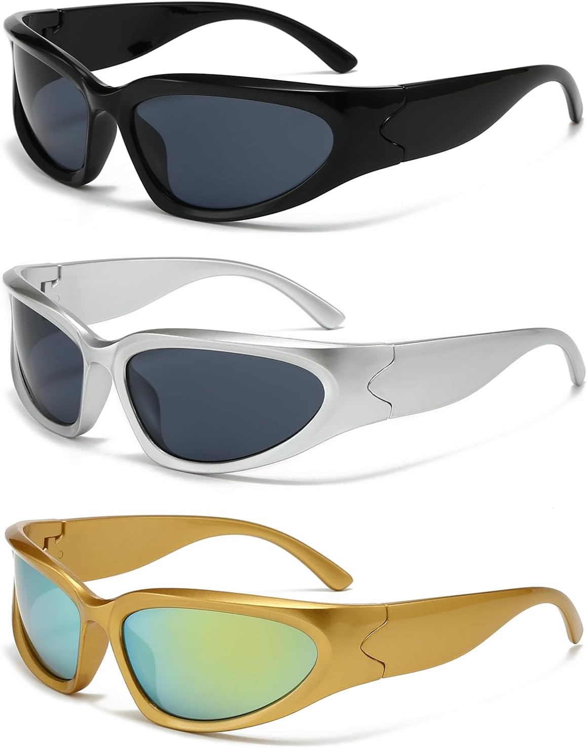 SOAR&EAGLE Y2K 3Pack Polarized sunglasses Wrap Around Men's Women's sunglasses Fashion Sport Shades Sun Glasses