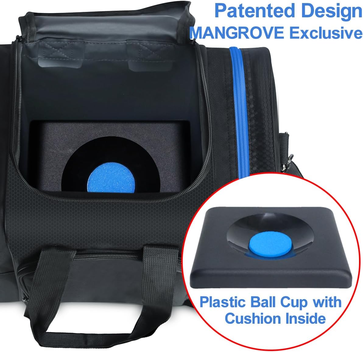 Mangrove Bowling Ball Bag for Single Ball, 2020 Bowling Ball Tote Bowling Bag with Padded Ball Holder - Fits Bowling Shoes Up to Mens Size 14 and Accessories (Black)