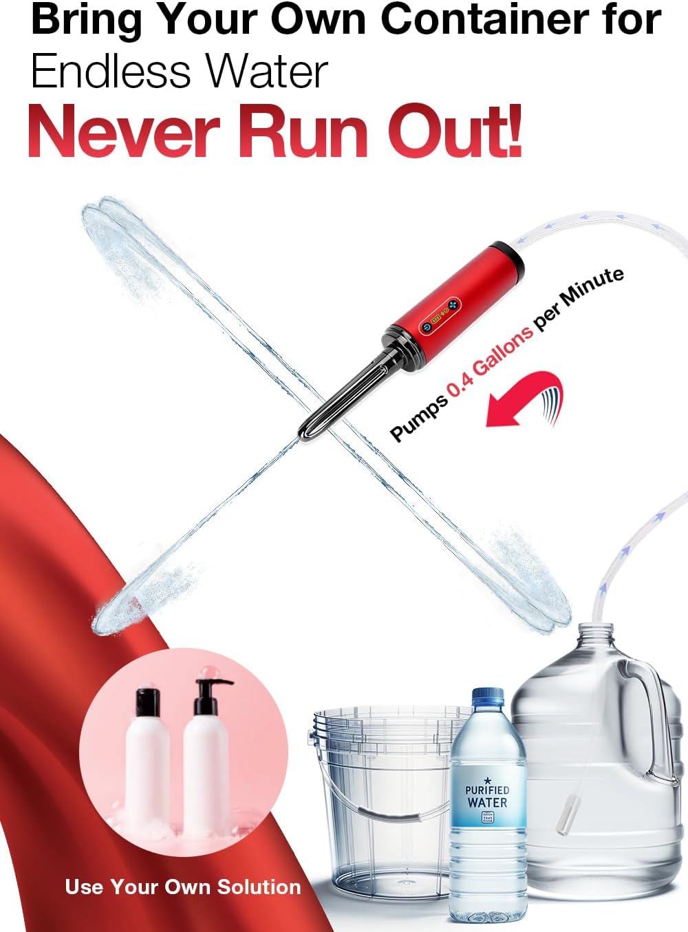TRAMAN-Enema-Anal-Douche, Enemas-Douches for Men & Women Colon Cleanse, Shower Enema Bulb-Bottles Kit, Electric Rotating Nozzle, Pressure Spray, Two Douching Modes, External Water Supply